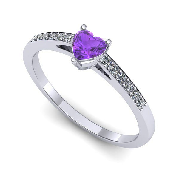 Inel logodna din aur alb cu ametist