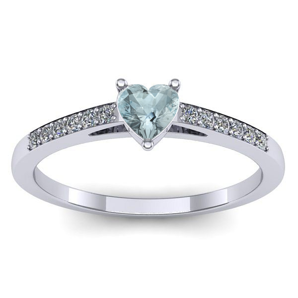 Inel logodna cu aquamarin inima