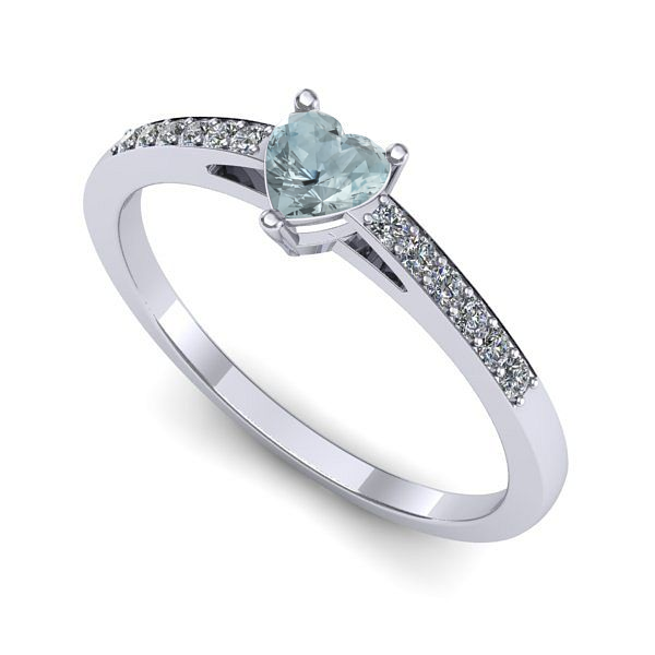 Inel logodna din aur alb cu aquamarin
