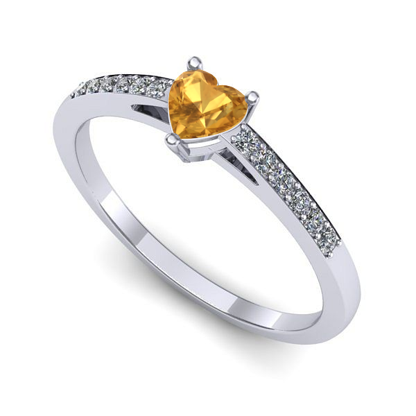 Inel din aur alb cu citrin