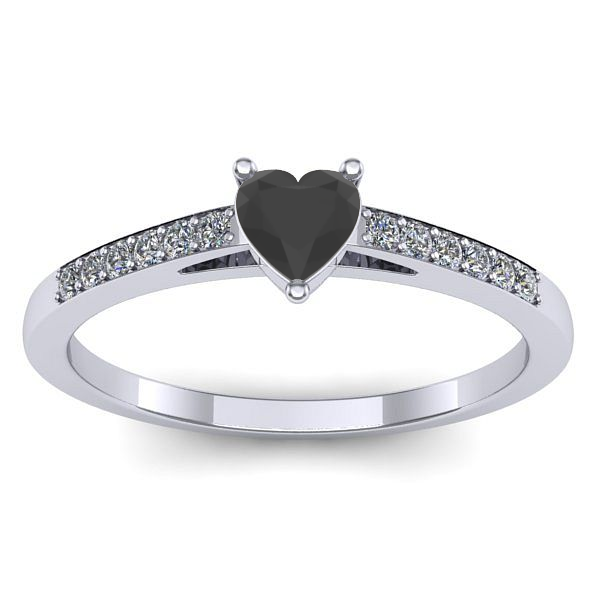 Inel cu diamant negru inima