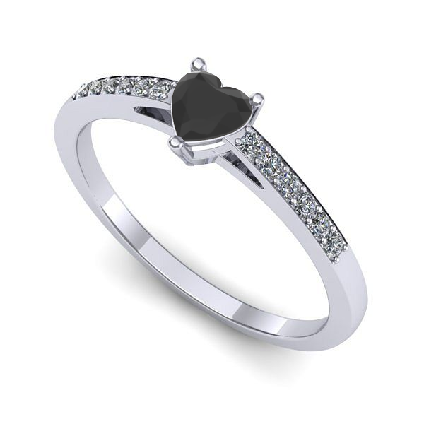 Inel din aur alb cu diamant negru