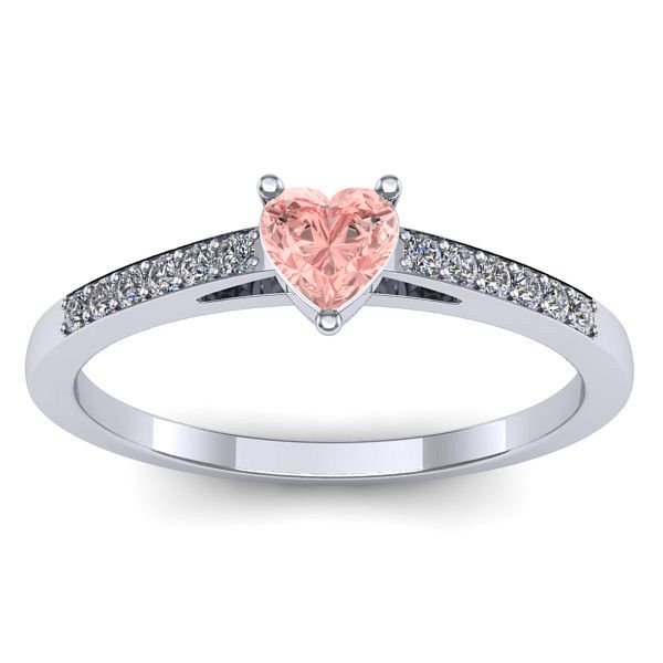 Inel logodna cu diamant de laborator roz inima
