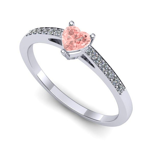 Inel de logodna din aur alb cu diamant de laborator roz