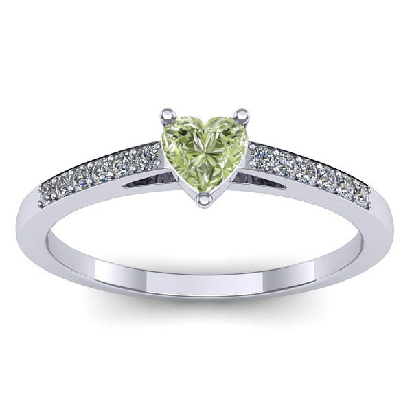 Inel de logodna cu diamant de laborator verde inima