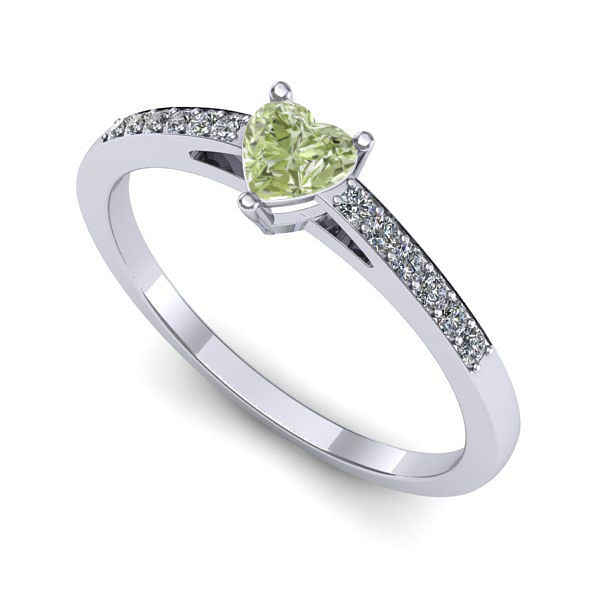 Inel din aur alb cu diamant de laborator verde