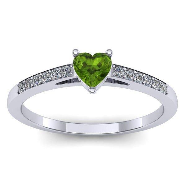 Inel de logodna cu peridot inima