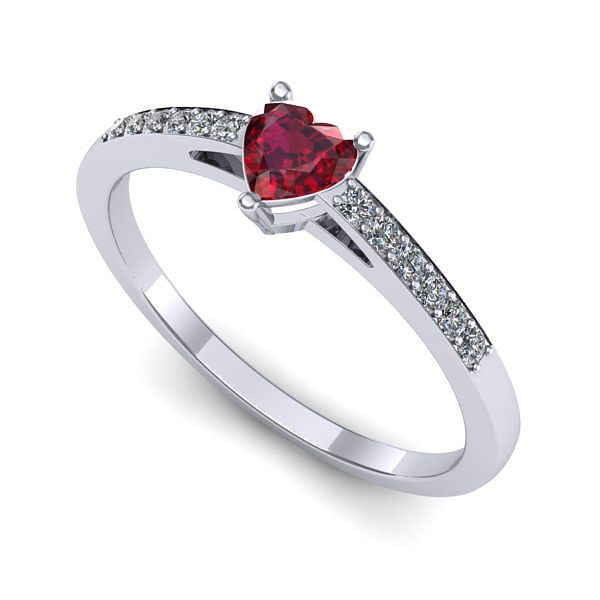 Inel logodna din aur alb cu rubin