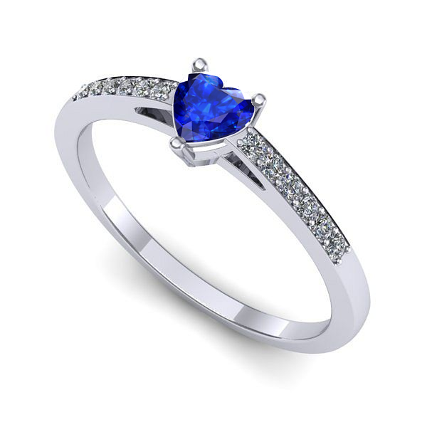 Inel logodna din aur alb cu safir