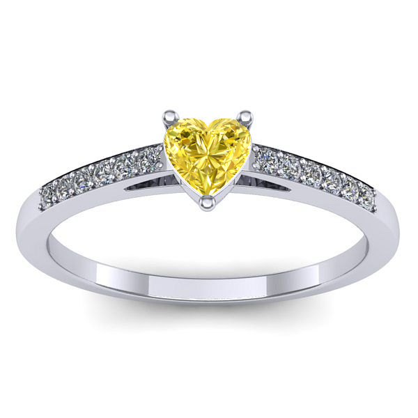 Inel logodna cu safir galben inima