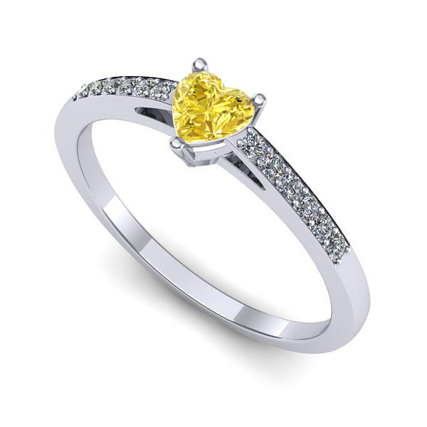 Inel din aur alb cu safir galben