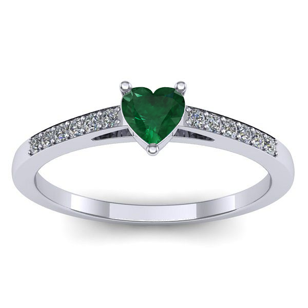 Inel logodna cu smarald inima