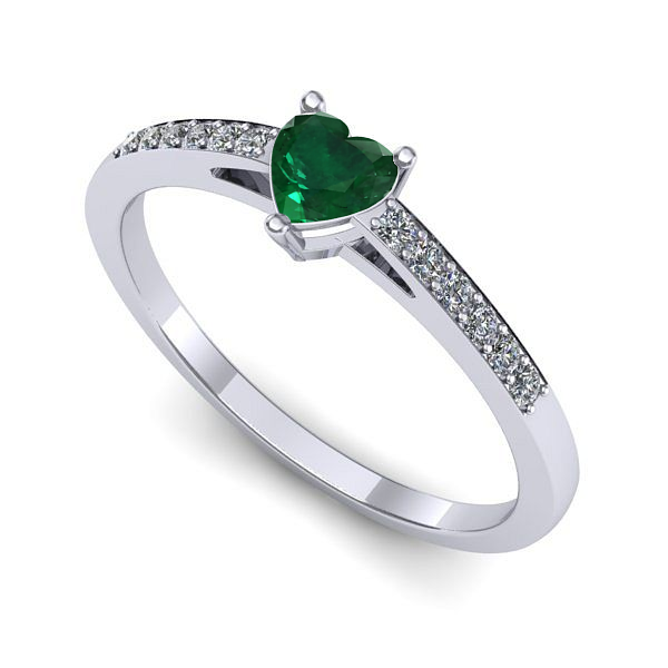 Inel din aur alb cu smarald