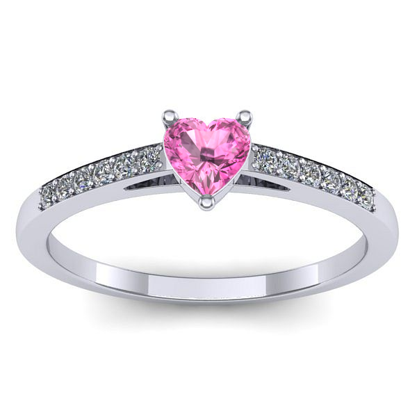 Inel de logodna cu safir roz inima