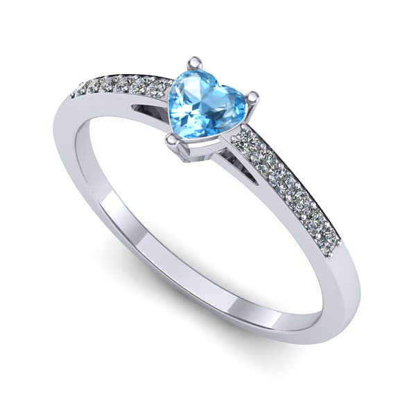 Inel din aur alb cu topaz blue