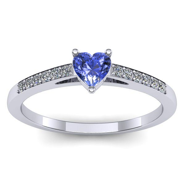 Inel cu tanzanit inima
