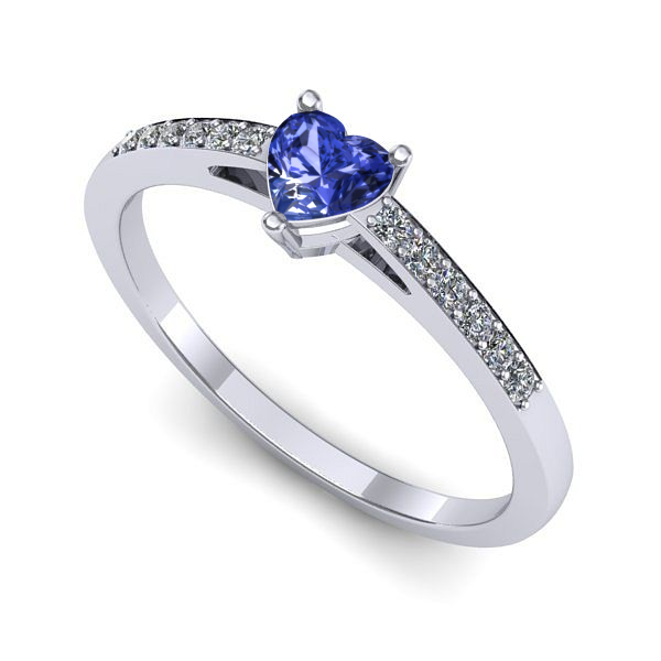 Inel logodna din aur alb cu tanzanit