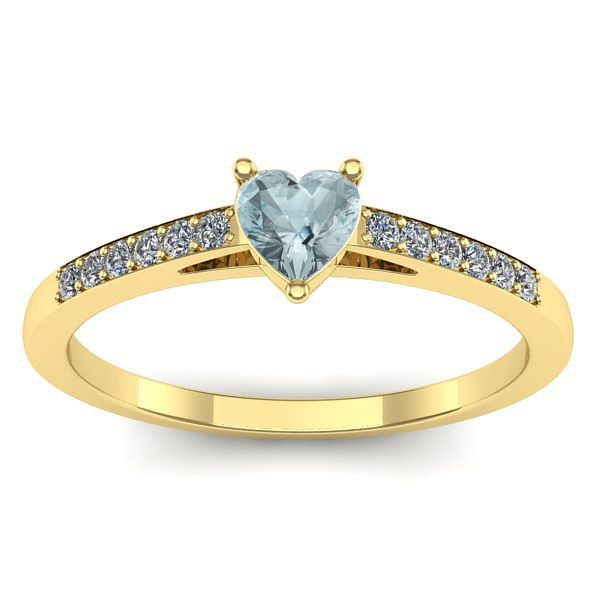 Inel cu aquamarin inima