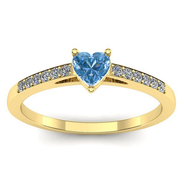 Inel cu diamant de laborator albastru inima