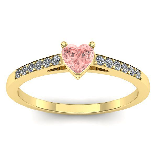 Inel de logodna cu diamant de laborator roz inima