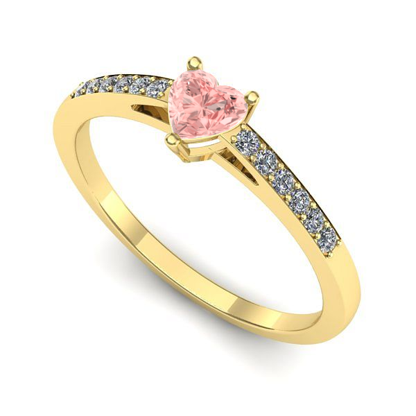Inel din aur galben cu diamant de laborator roz