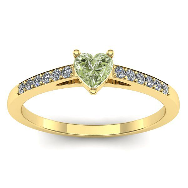 Inel cu diamant de laborator verde inima