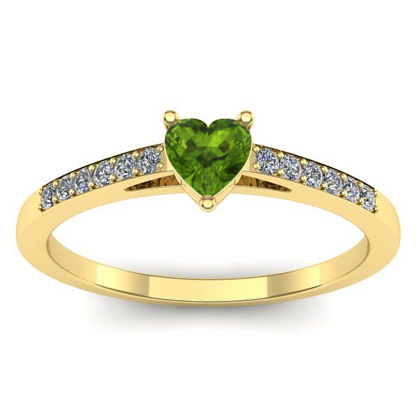 Inel logodna cu peridot inima