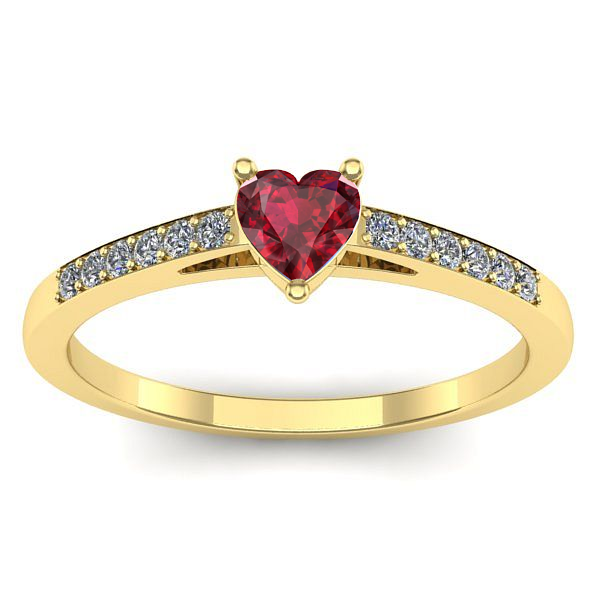 Inel de logodna cu rubin inima