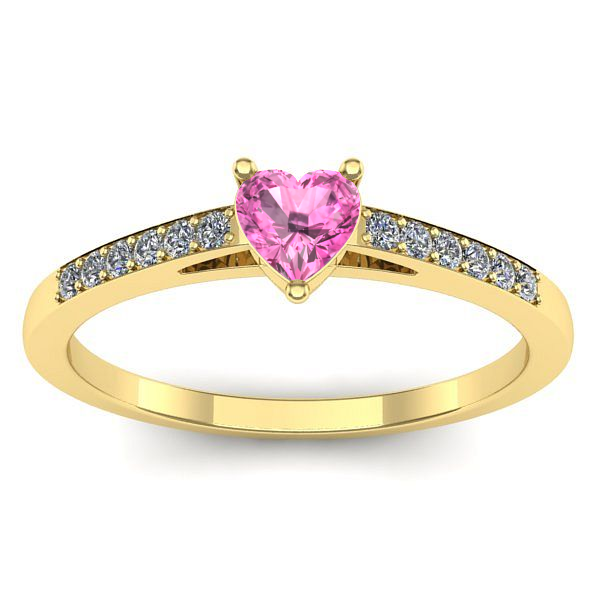 Inel de logodna cu safir roz inima