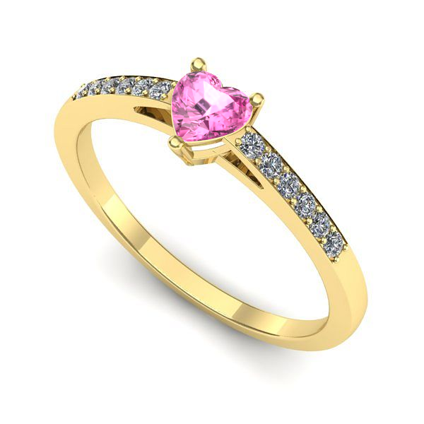 Inel logodna din aur galben cu safir roz