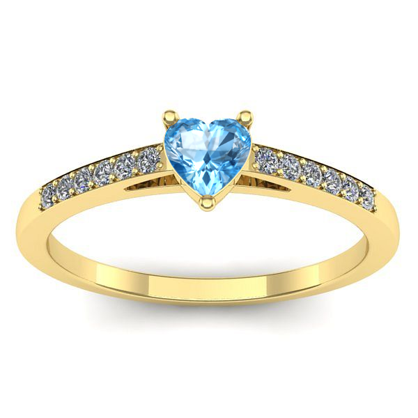 Inel cu topaz blue inima