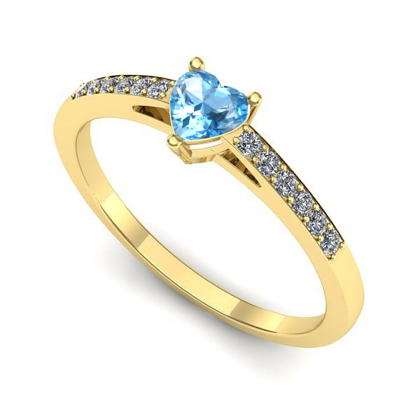 Inel din aur galben cu topaz blue