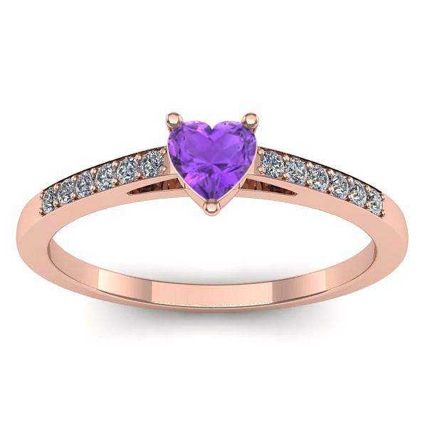 Inel logodna cu ametist inima