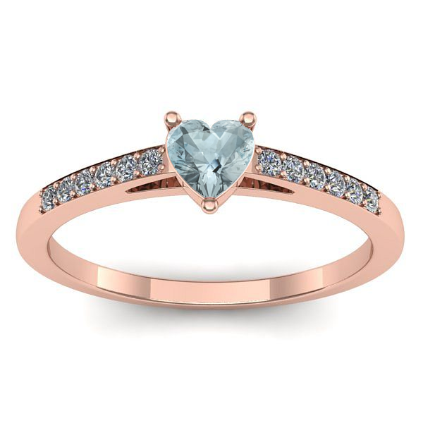 Inel logodna cu aquamarin inima