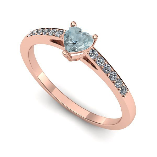 Inel din aur roz cu aquamarin