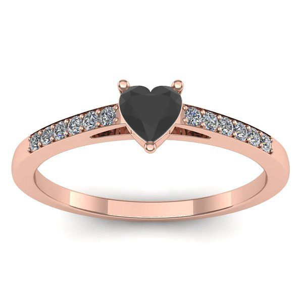 Inel logodna cu diamant negru inima