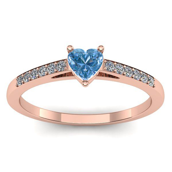 Inel de logodna cu diamant de laborator albastru inima