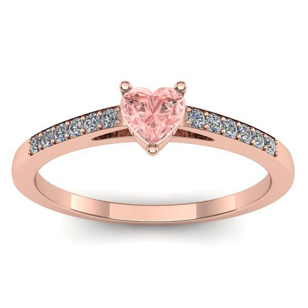 Inel cu diamant de laborator roz inima