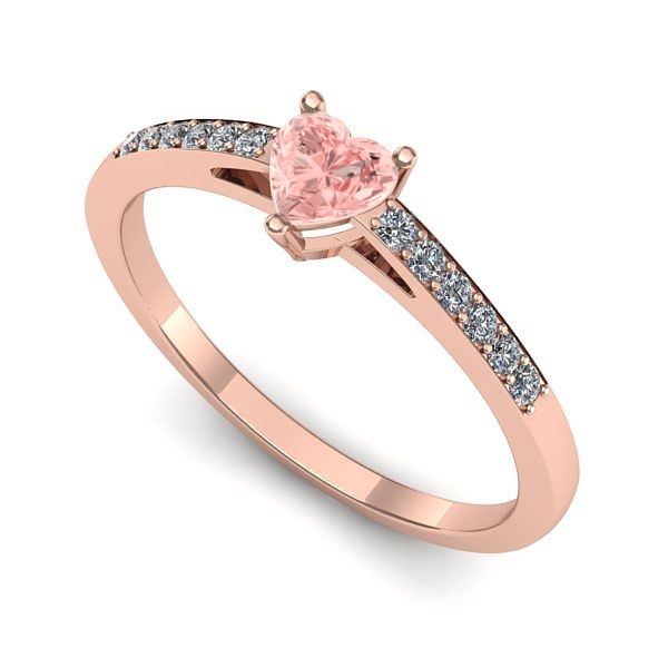 Inel din aur roz cu diamant de laborator roz