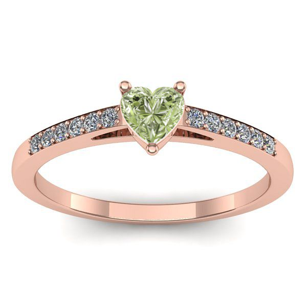 Inel logodna cu diamant de laborator verde inima