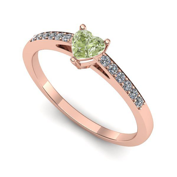 Inel de logodna din aur roz cu diamant de laborator verde