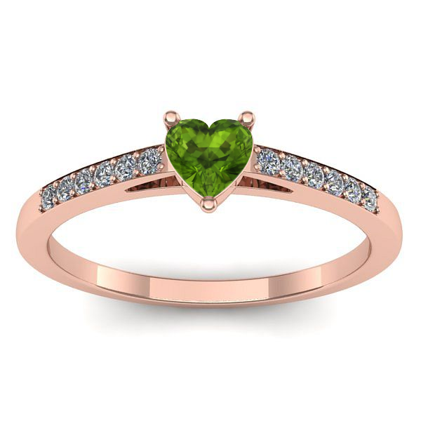 Inel logodna cu peridot inima