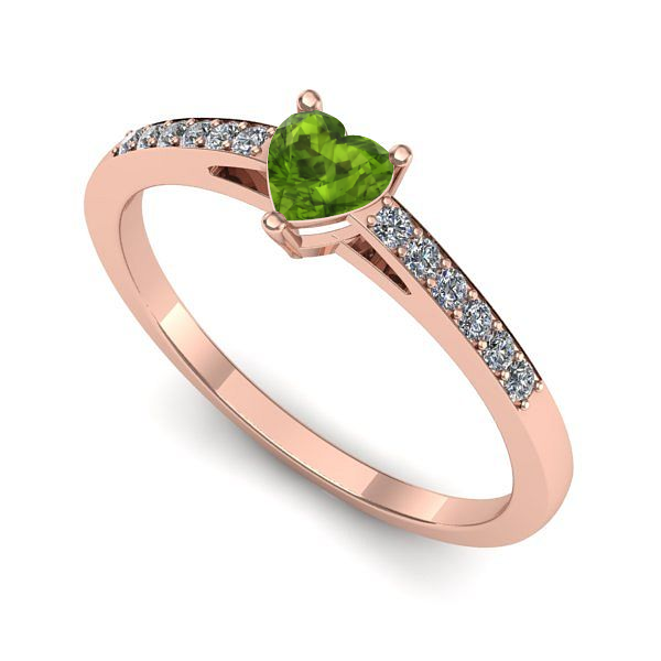 Inel din aur roz cu peridot