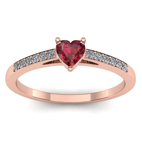 Inel de logodna cu rubin inima
