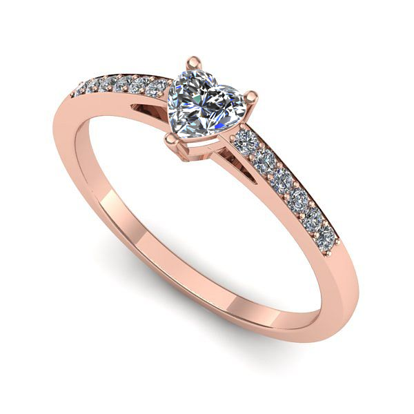 Inel de logodna din aur roz cu safir alb