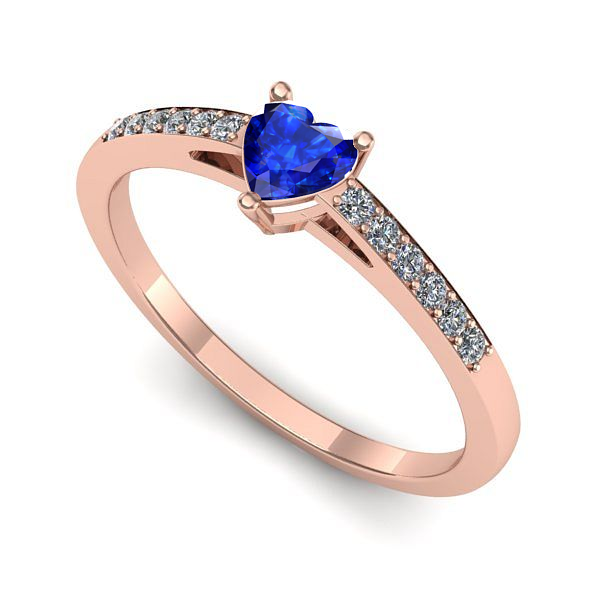 Inel logodna din aur roz cu safir