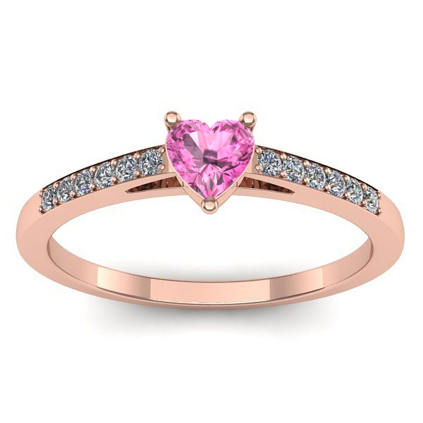 Inel cu safir roz inima