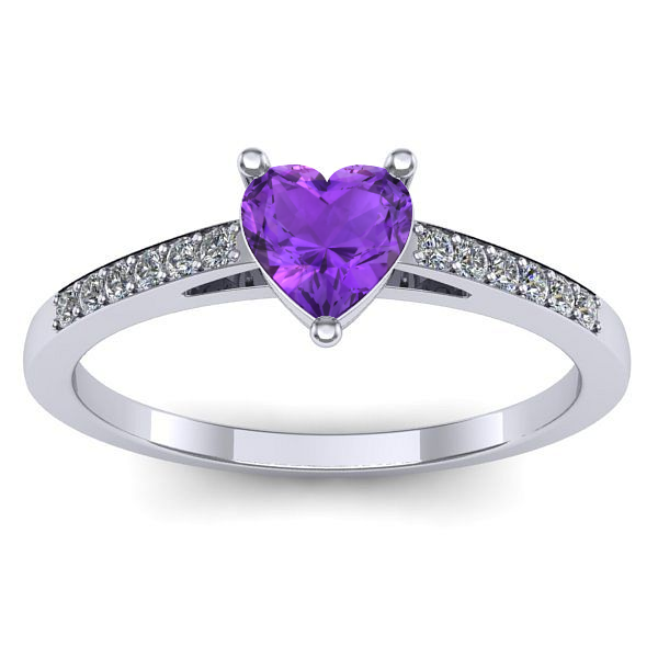 Inel cu ametist inima