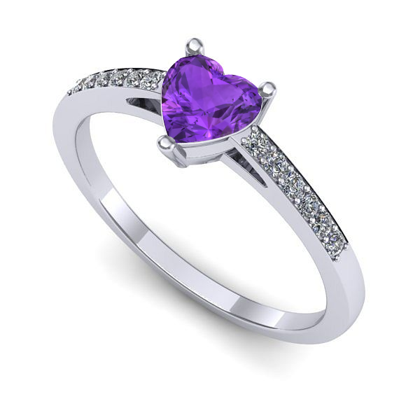 Inel din aur alb cu ametist