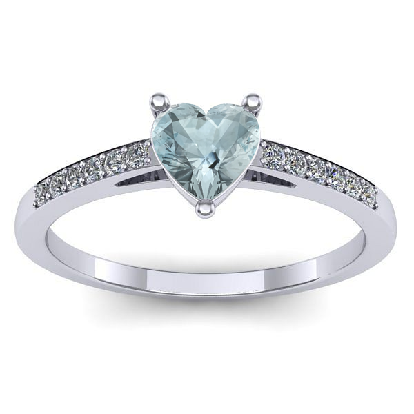 Inel cu aquamarin inima